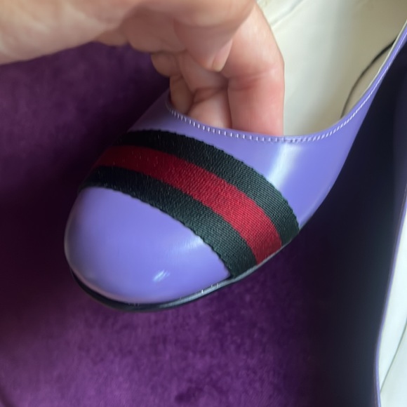 GUCCI SIZE 39 PURPLE BALLET FLATS W/ ICONIC RED &GREEN STRIPE GOOD CONDITION🇮🇹 - Picture 3 of 7